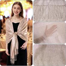 Women's Pashmina Shawls Wraps Scarf For Evening Dresses Bridal Bridesmaid Wedding Winter Large Warm Soft Silky Scarves - 香檳色 - 查看 4