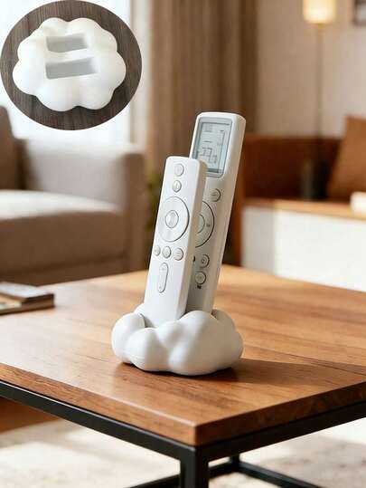 1个现代简约黑白云朵造型遥控器收纳盒，顶部柔软衬垫，节省空间，适用于电视/DVD播放器/蓝光播放器/音响系统/游戏机 - 多功能媒体收纳柜，带装饰性遥控器支架 - 客厅/卧室