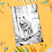 1Pc 22 Pages Wolf Coloring Book, Single-Sided Printed Thick Paper, Coloring Pages For Stress Relief & Relaxation, Wolf Art Book, Gift For Coloring Lovers, Wolf Enthusiasts, Birthday, Christmas, 17x25cm/6.69x9.84in - Multicolor - View 4