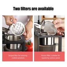 Manual Press Juicer Lever Design 304 Stainless Steel Hand Pressed Juicer Fruit Squeezer with Two Filters - Negro - Ver 7