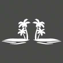 Pegatinas de silueta de árbol de coco de playa, adecuadas para pegatinas de decoración del interior del automóvil, hermosas pegatinas de silueta de playa y árbol de coco para el espejo retrovisor del automóvil, pegatinas de decoración del hogar - Pegatinas decorativas - Ver 10