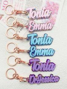 1pc Customized Acrylic Keychain Name Tag - Pink - View 7