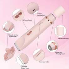 DEBARK 2026 Women's Double-Head Bikini Trimmer, USB Charging Waterproof Painless Electric Razor, Perfect 2-In-1 Body Hair Shaver! Enjoy A Silky Smooth Skin Experience! - 粉色 - 查看 4