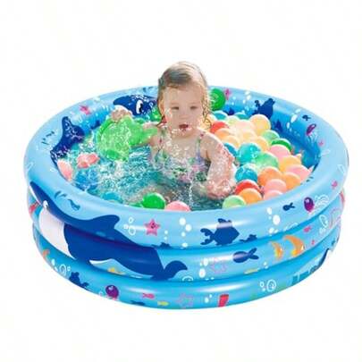 Sloosh - Piscina Inflable para s 86 x 25 cm Piscina Azul de 3 Anillos para bebés Piscina de Juegos para Perros con diseño de Ballena oceánica para Fiestas acuáticas de Verano en el jardín