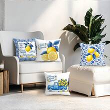 4 vỏ gối trang trí in một mặt họa tiết chanh, chất liệu nhung màu đào, 100% polyester, thích hợp cho phòng khách, ghế sofa, phòng ngủ - Trang trí đa không gian, không kèm ruột gối, kích thước 40x40cm/45x45cm/50x50cm - Chủ đề văn bản chanh - Xem 8