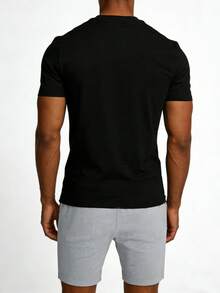 Men's Sleepwear Set, Abstract Print Short Sleeve Shorts, Dark Deconstructed Artistic Style, Summer Home Outfit - Multicolor - View 2