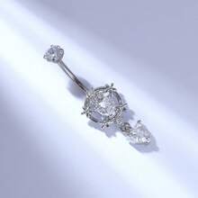 1pc G23 Titanium Chic & Delicate Heart Shaped Navel Ring For Women - Silver - View 6