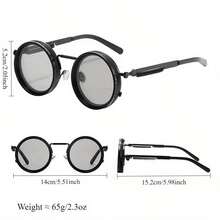 Vintage-Style Round Goggles Featuring Steampunk Rotatable Lenses With UV400 Polarization, Suitable For Both Men And Women. These Retro Industrial Eyewear Pieces Offer Adjustable Brightness For Photography, Travel, Festivals, Cosplay - 多色 - 查看 3