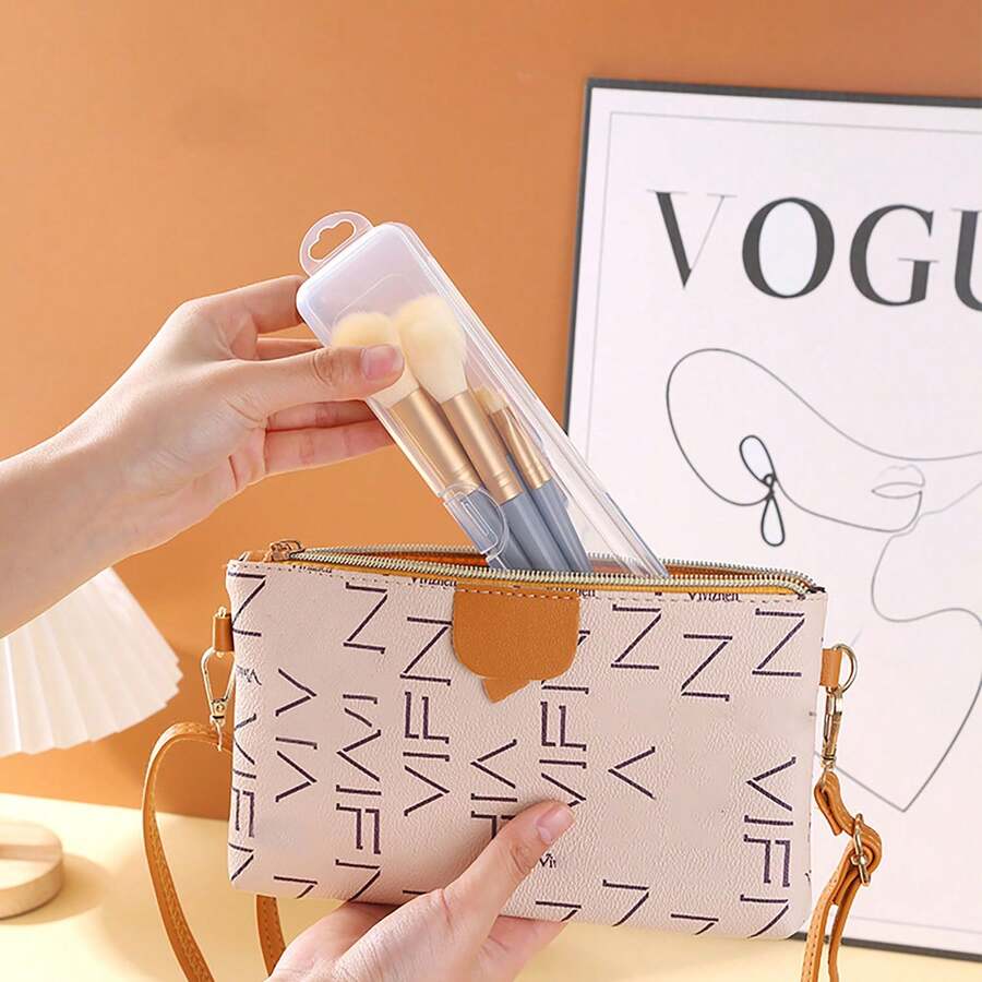 3pcs Transparent Visible Large Capacity Makeup Brush Storage Box, Multi-Compartment Portable Dust-Proof Anti-Scratch Brush Organizer, Suitable For Home, Travel, Vanity, Easy To Take And Store, Ideal For Makeup Tool Storage. Transparent Hard Shell Material, Multi-Slot Design Fits Various Makeup Scenarios.