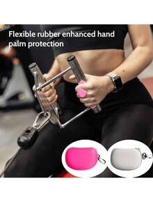 Pink Grip Strengthener, Pink Cloth Case, Fingerless Non-Slip Fitness Gloves, Unisex Weight Lifting Handle, Gym Rubber Dumbbell Handle, Fitness Rubber Weightlifting Non-Slip Grip - Multicolor - View 4