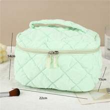 High-Quality Ins-Style Feather Down Cosmetic Bag, Large Capacity Travel Makeup Organizer With Elegant Design For Women - Multicolor - View 7