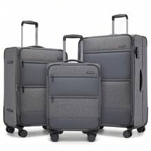 Luggage Suitcase Set 20 24 28 Inch 3 Piece Softshell Cabin Carry On Checked Travel Case With TSA Lock Spinner Wheels Expandable For Men Women - Grey - View 15