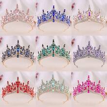Baroque Vintage Rhinestone Crown For Women, Hair Accessory For Weddings, Princess Crown - Đỏ - Xem 2