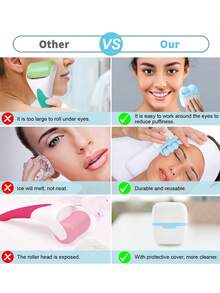 2pcs Face Ice Roller, 2-In-1 Cold Relaxing Massage Roller For Face And Eyes - Multicolor - View 4