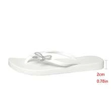 Women's Flat Flip Flops, Solid Color Vacation Crystal Bow Thong Sandals, Beach Slippers For Summer - White - View 7
