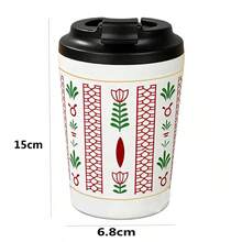 1pc 350ml Stainless Steel Double Wall Insulated Coffee/Water Tumbler, Office Mug, Car Cup, Middle Eastern Style , Suitable For Holidays - White - View 6