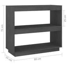 Book Cabinet Grey 80x35x71 Cm Solid Pinewood - Grey - View 8