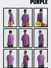 'Son Of God' Print T-Shirts For Men And Women, 100% Washed Cotton, Cotton T-Shirt, Gift Idea, Y2K Clothing, Funny Print T-Shirt For Unisex, Streetwear - 紫色 - 查看 6