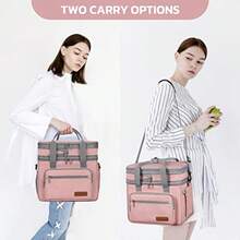 Maelstrom - Mochila Térmica para Comida 23L Hielera Plegable de Doble Nivel para Mujer y Hombre Bolsa de Almuerzo Aislante Impermeable con Bolsillo para Pañuelos Rosa Claro - Rosa claro - Ver 4