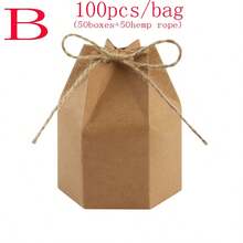 100 piezas (50 cajas + 50 cuerdas) Cajas de papel kraft vintage con forma de yurta, para empaquetar caramelos, galletas, regalos pequeños, adecuadas para fiestas, bodas, Día de la Madre, tamaño mini - Ver 11