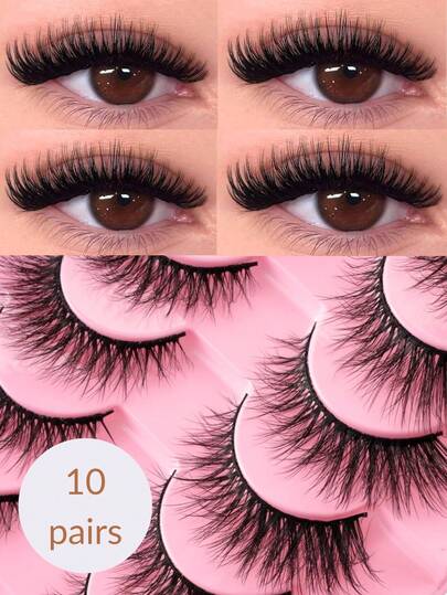10对W55猫眼假睫毛，打造欧美风自然混血眼妆，D卷度持久卷翘，6-14mm混合长度，适合各种眼型。专为新手设计，佩戴方便，快速DIY化妆，高效省时。睫毛材质柔软轻盈，佩戴自然舒适，适合日常通勤、约会和外出。简约实用，百搭妆容，性价比高，自用自用皆宜，也是精致贴心的节日礼物之选。猫眼假睫毛