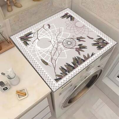1pc Anti-Slip Laundry Room Floor Mat, Suitable For Washing Machine/Dryer - Dreamcatcher & Feather Laundry Mat, Decorative Appliance Cover For Washing Machine And Dryer Top, Laundry Room Decor