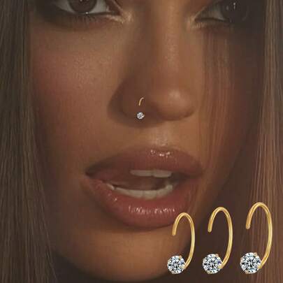 1件S925纯银极简奢华迷你四爪锆石鼻环，适合女性日常佩戴，身体穿刺饰品，送礼佳品