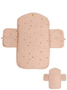 1pc Foldable Baby Diaper Changing Pad With Cherry Embroidery Storage Pocket - Quilted Diaper Mat Suitable For Newborns Outdoor Use - Multicolor - View 12