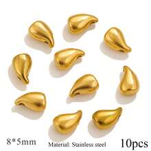 10 hạt cườm hình trái tim giọt nước bằng thép không gỉ, thích hợp làm vòng tay, vòng cổ và trang sức DIY, quà tặng cho nữ. - hạt - Xem 14