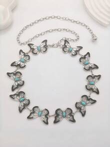 1件女士复古大蝴蝶金属腰链，适合日常通勤和聚会，可搭配连衣裙和牛仔裤，作为节日或生日礼物。 - 銀色 - 查看 5