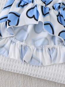 不对称蓝白爱心狗狗连衣裙，轻盈短袖宠物连衣裙，适合泰迪犬、贵宾犬和小型犬的夏季公主裙 - 白色 - 查看 8