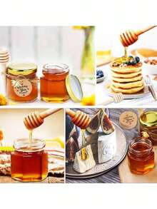 10pcs Mini Hexagon Glass Honey Jars, 1.5oz Small Hexagon Glass Honey Pots With Spoon, Bee Pendant, Thank You Card - Honey Jars With Gold Lids, Suitable For Baby Shower Gifts, Wedding And Party Favors, Glass Storage Jars With Lids, Gold Lids, Pendants And Jute Ropes, Ideal For Bridal Shower, Wedding Gifts, Bride Shower - Multicolor - View 6