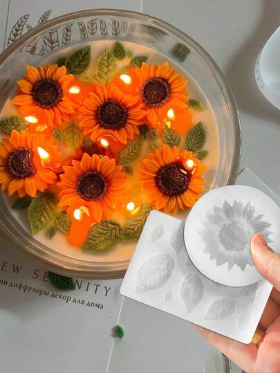 قالب سيليكون ثلاثي الأبعاد لأوراق عباد الشمس، قالب DIY لشمع، صابون، شوكولاتة، كعكة موس بتصميم واقعي لأوراق عباد الشمس، ناعم ومقاوم للحرارة، مثالي لديكور عيد الأم، صناعة شموع على الطاولة، مناسب للمبتدئين