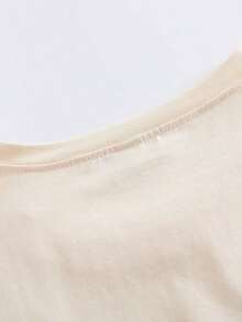 Plus Size Women Summer Casual Vacation Daily Commute Simple Drawing Sun Wave Letter Print Loose Fit T-Shirt Comfy Sets Summer Women Summer Lounge Set Cute Summer Sets Summer Clothes Set Summer Matching Set-New Minimalist-Style Summer And Autumn Apparel - 杏子2 - 查看 5