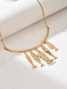 1 buah Kalung Unik Berbentuk Berbagai Ikan untuk Wanita, Aksesori Logam Desain Niche Cocok untuk Perjalanan Sehari-hari, Pantai Musim Panas, Kencan - Yellow Gold - View 4