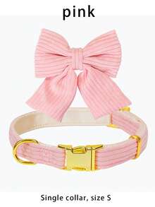 1pc Nylon Adjustable Pet Dog/Cat Collar & Leash Set With Bow Tie, Cute For Chihuahua, Poodle And Other Small/Medium Dogs - Pink - View 7