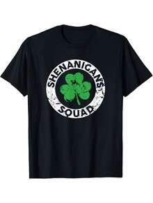 Shenanigans Squad Matching Group T-Shirts - Funny St. Patrick's Day & Multi-Event Party Shirts With Slogan Design, Loose Fit Matching Outfits For S, Christmas, Valentine's, Graduation Gifts (For Parents, Friends, Coworkers) - T-Shirt Only - màu đen - Xem 1