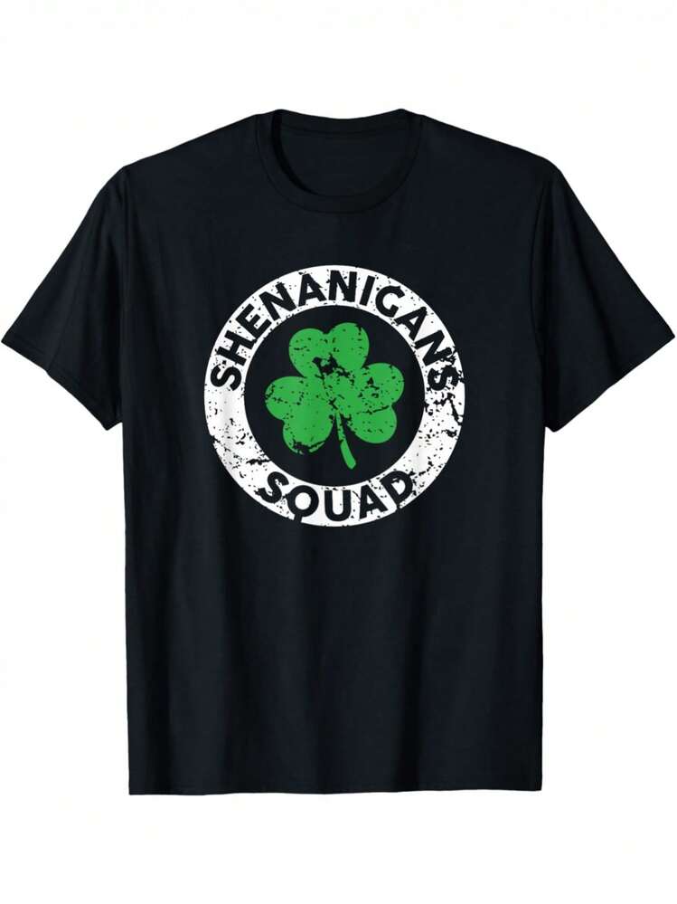 Shenanigans Squad Matching Group T-Shirts - Funny St. Patrick's Day & Multi-Event Party Shirts With Slogan Design, Loose Fit Matching Outfits For S, Christmas, Valentine's, Graduation Gifts (For Parents, Friends, Coworkers) - T-Shirt Only - 黑色 - 查看 1