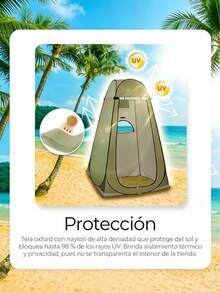 ONEEKA Nueva tienda de campaña portátil para playa, sencilla y ligera. Sus amplias ventanas de malla permiten la ventilación y la transpirabilidad, manteniéndote fresco durante tus actividades al aire libre. Apta para ducharse, usar como baño portátil y vestuario, ideal para parques, playas, eventos deportivos y otros lugares, además de ofrecer protección solar durante todo el día. - A - Ver 6