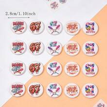 5颗运动主题病毒式表情包67印花硅胶珠，涂鸦风格28毫米篮球/棒球印花六七颗圆形珠子，DIY创意手链、项链、包包挂饰和工艺品 - 彩色 - 查看 6