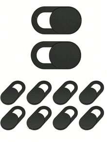 笔记本电脑摄像头保护盖幻灯片 [10 件装]，超薄网络摄像头保护壳，适用于笔记本电脑、台式电脑、平板电脑、苹果 14/13/12/8/7/6 Plus，保护您的隐私和安全 [黑色] - 黑色 - 查看 1