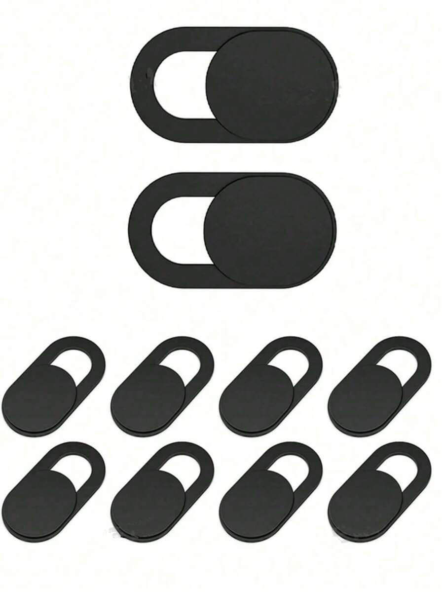 笔记本电脑摄像头保护盖幻灯片 [10 件装]，超薄网络摄像头保护壳，适用于笔记本电脑、台式电脑、平板电脑、苹果 14/13/12/8/7/6 Plus，保护您的隐私和安全 [黑色] - 黑色 - 查看 1