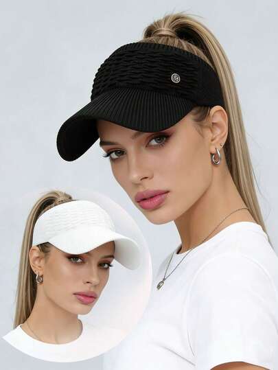 1Pc Unisex Sports Sun Shade Adjustable Visor Cap,Casual Versatile Breathable Sun Protection Hat, Suitable For Daily Wear, Fashion Versatile