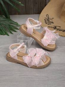 Nuevas sandalias de verano, sandalias de niña populares con lazo de perlas, zapatos de princesa cómodos, suaves y transpirables - Rosa - Ver 4