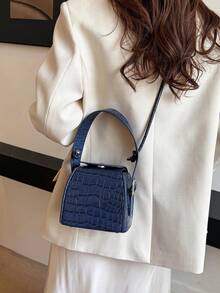 Women's Mini Handbag Crossbody Cube Box Bag - Blue - View 3