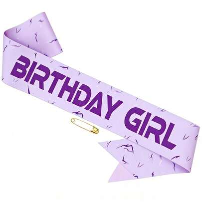 1pc,Purple Lightning Birthday Party Satin Sash - Lavender Satin With Bold Purple Text & Gold Safety Pin For Women's Birthday Party, Sweet 16 & Birthday Celebration Decor,Korean Hallyu Theme Birthday Party Decorations For Fans,Purple Crack Energy Pattern Sash Happy Birthday Decorations For Party Birthday