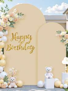1PC Beige U-Shaped Elastic Semi-Circular Arch Cover, Suitable For Restaurant Parties, Birthday Gatherings, Wedding Decorations, Indoor/Outdoor Scene Backdrops, U-Shaped Wedding Arch Backdrop Frame Cover, Suitable For Party Backdrop Decorations, All Seasons (Metal Frame Not Included) - Beige - View 6