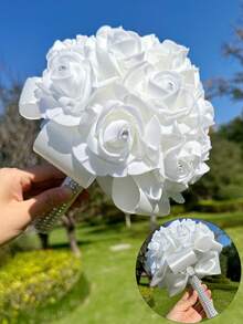 1 bó hoa cưới, bó hoa hồng ngọc trai, bó hoa hồng cầu hôn, bó hoa hồng quà tặng bất ngờ cho phù dâu trong lễ cưới. - Nhiều màu - Xem 16