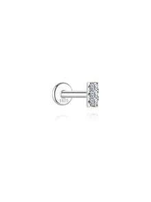 1 Pc Square Pattern Flat Head Piercing 925 Sterling Silver Dainty Drop Earring 18K Gold Plated For Women Daily Wear Party Anniversary Valentine's Day Wedding Bridal Jewelry - Silver - View 6