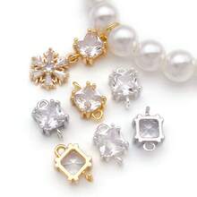 2pcs Brass Square Charms Cubic Zirconia Square Dangle Charm Real 18K Gold Plated Charms With Jump Rings Connecter Charms For DIY Necklace Bracelet Jewelry Making - Multicolor - View 6